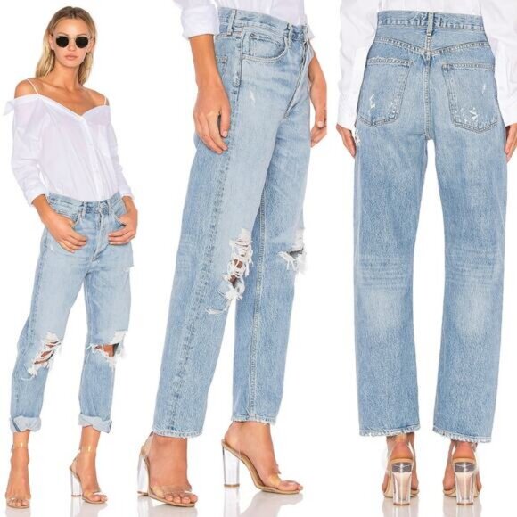 AGOLDE 90's Mid Rise Loose Fit Jeans Size 24 Fall Out - Picture 1 of 6